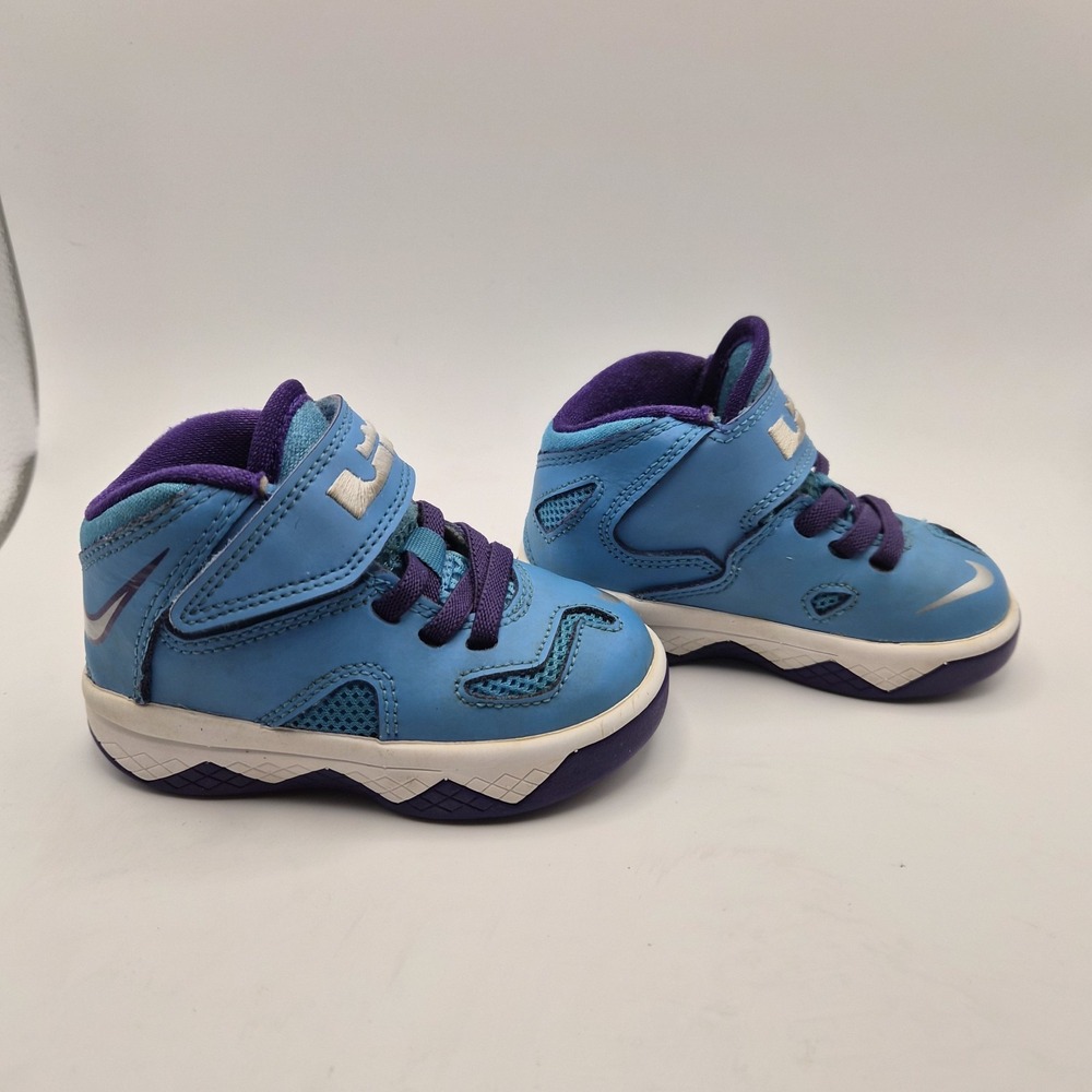 Nike LeBron Toddler Sneakers Blue Purple‎  Strap Shoes Size 5C